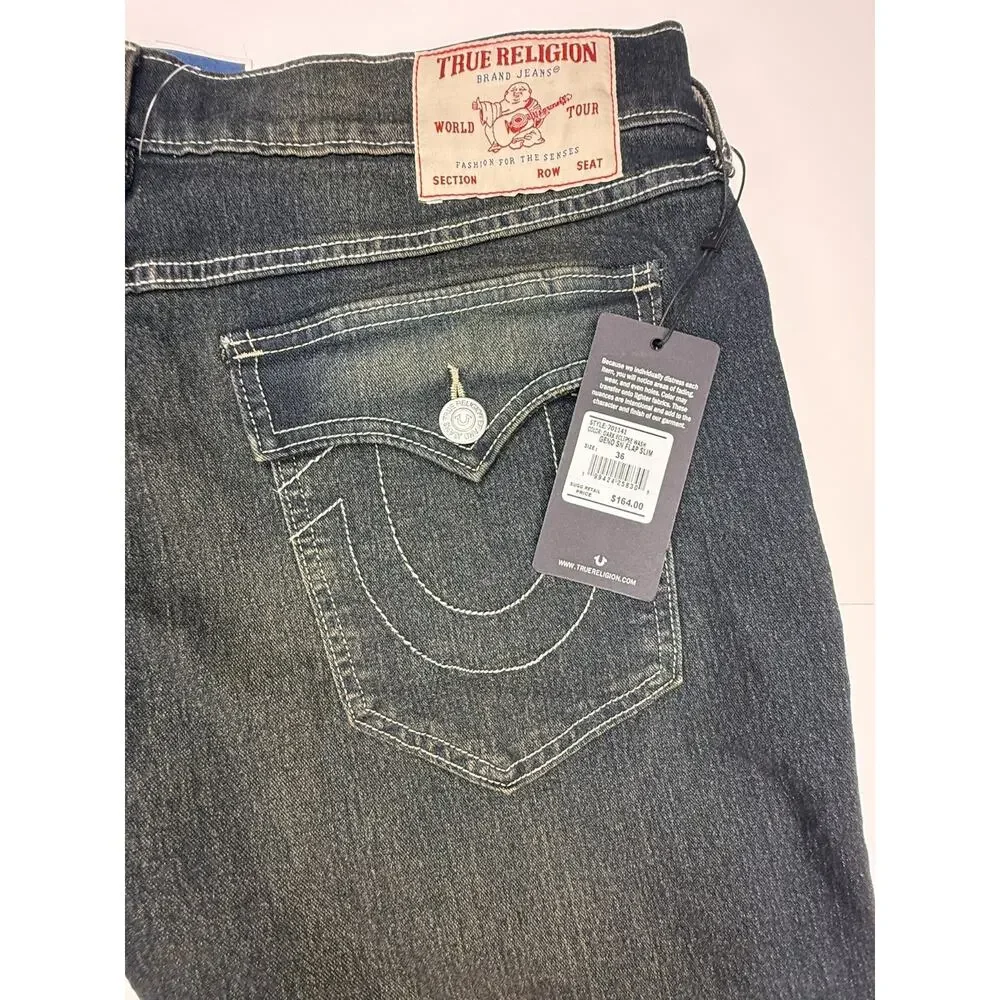 TRUE RELIGION MEN'S BLACK GENO RELAXED SLIM SZ 36 NWT